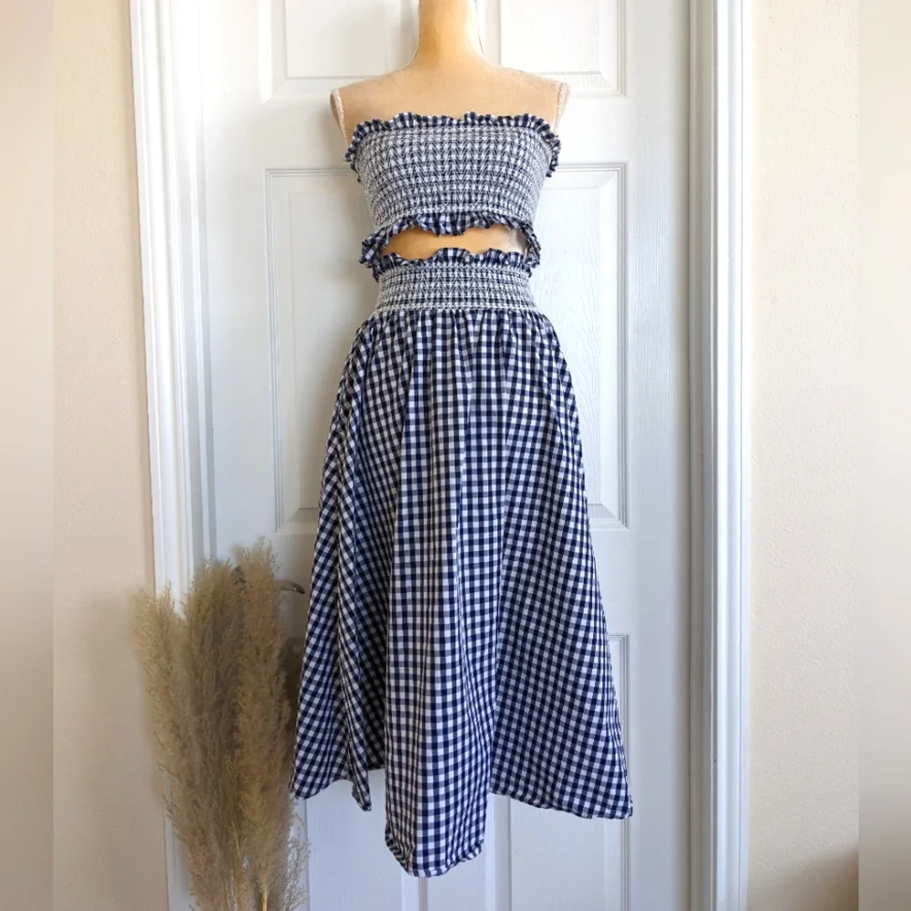 Zara Blue and White A-Line Midi Skirt Set - Picture 3 of 8